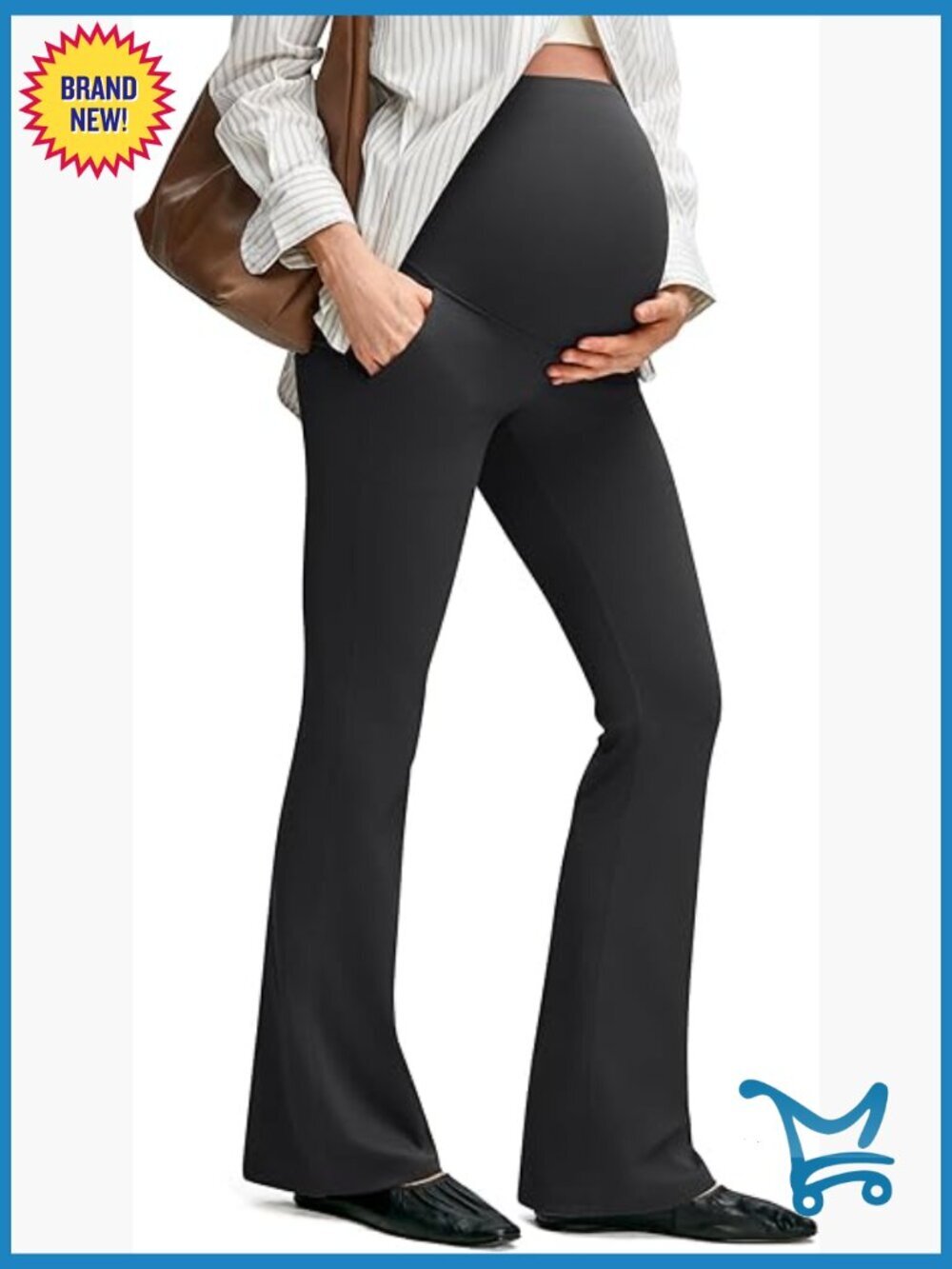 Maternity Flare Leggings with Pockets Over The Belly Yoga Pants